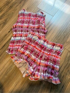 Pink Multi-Stripe Smocked Two-Piece Set never worn
